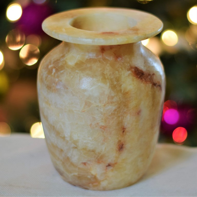 020500101184-Handmade Egyptian Musium Replica Oriental Alabaster (Marmar) Hand carved Vase 6 inch; Christmas gift