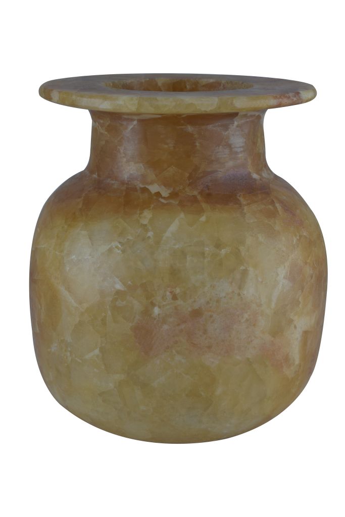 020500101102-Handmade Egyptian Museum Replica Oriental Alabaster (Marmar) Hand carved Vase 7 inch